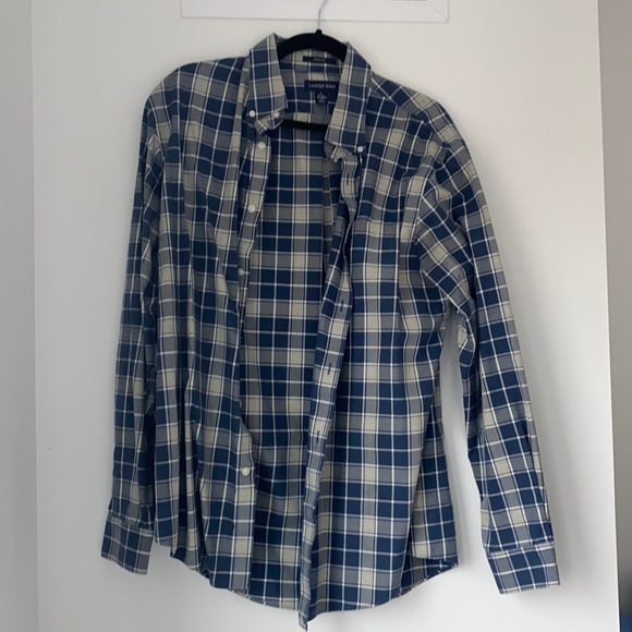 Mens: lands end blue plaid button down - Picture 1 of 4